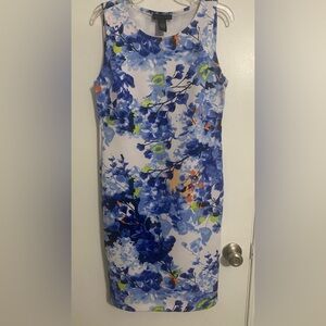 Grace Elements Blue and White Sheath Midi Dress